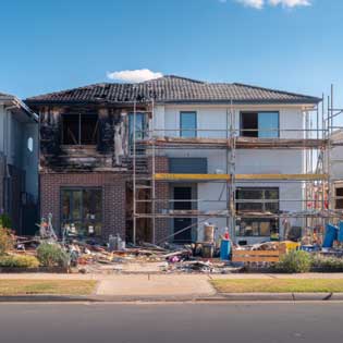 maison en rénovation suite à un incendie