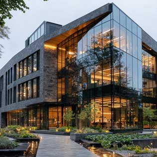 immeuble de bureaux moderne et vitré
